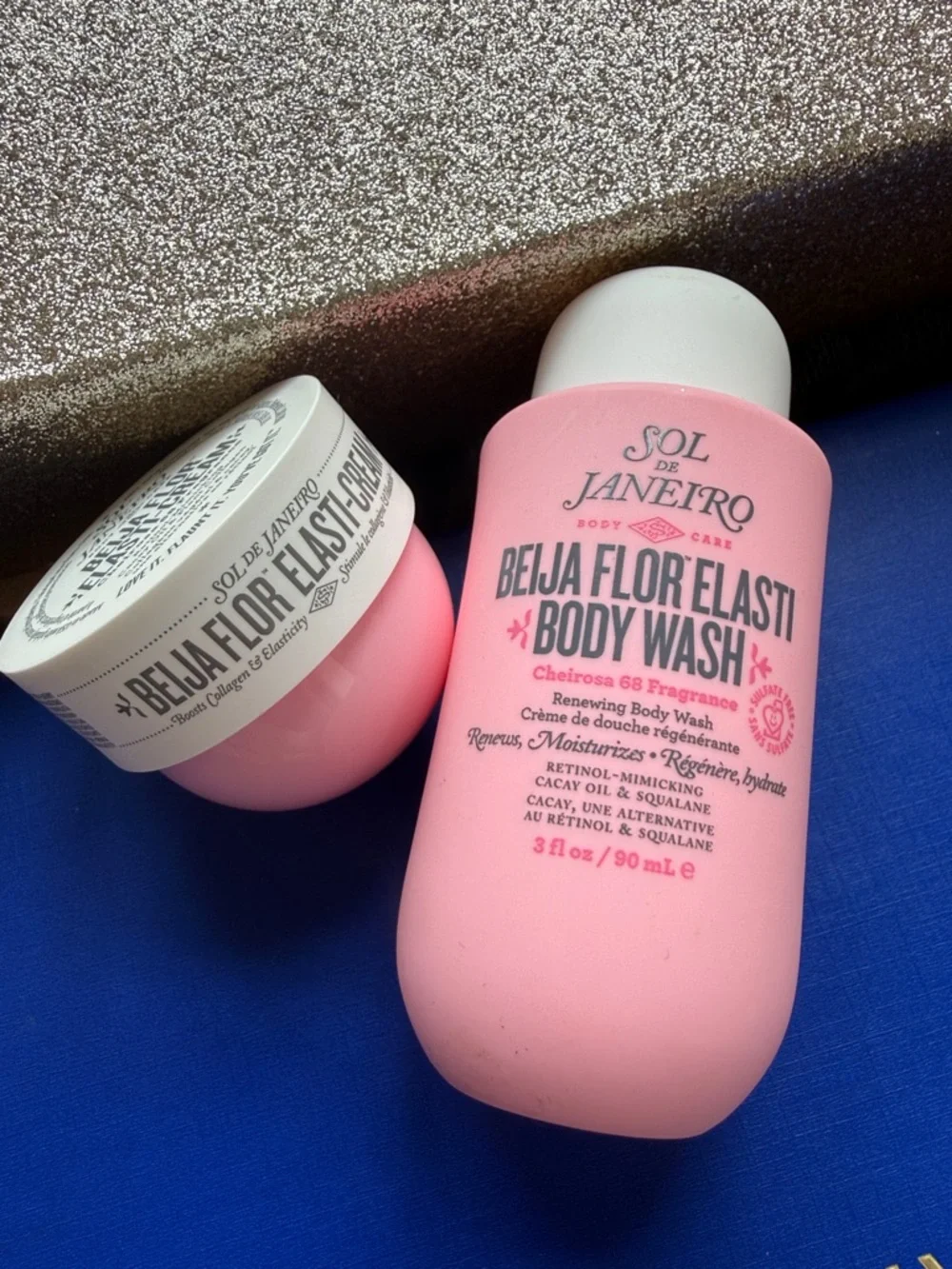*NEW 2pk* Sol de Janeiro Pink Beija Flor Elasti Body Wash/bum cream